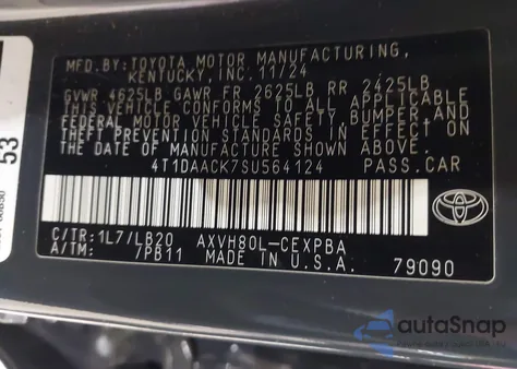 2025 Toyota Camry Xse from USA, damaged, VIN 4T1DAACK7SU564124